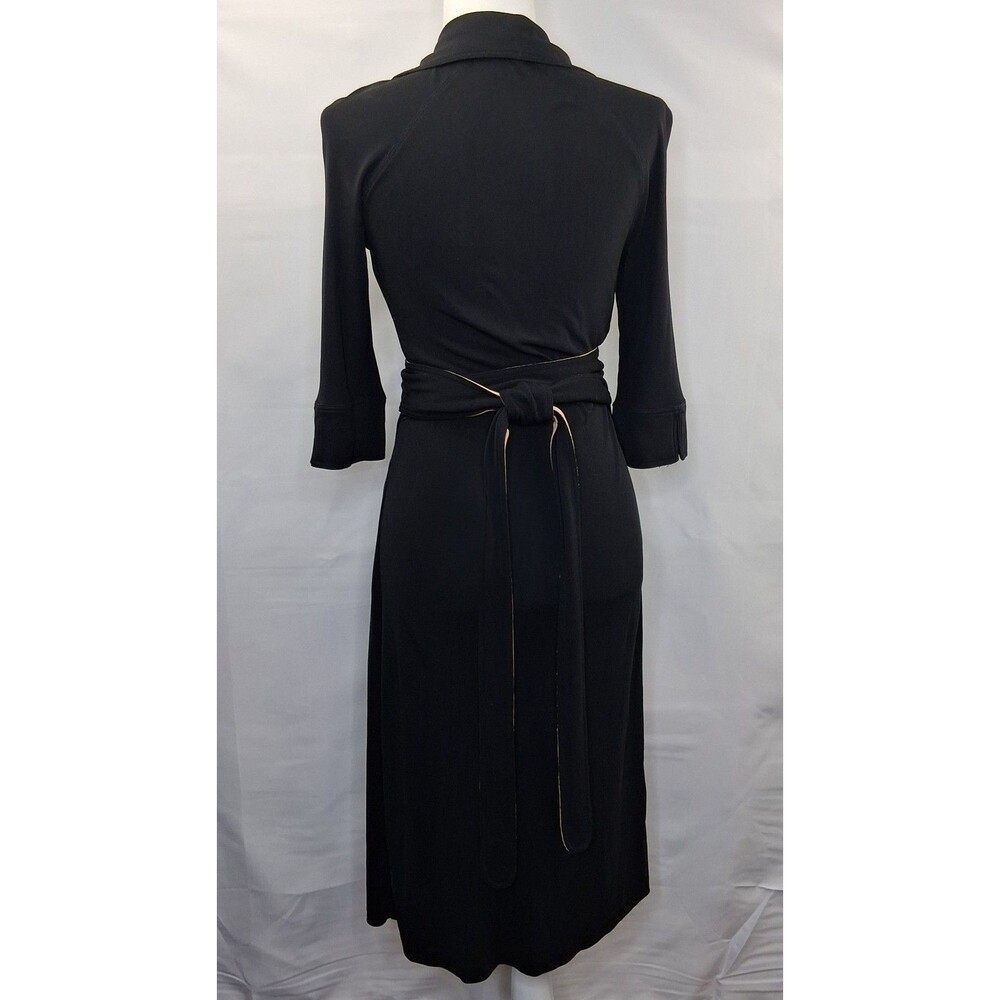 Diane Von Furstenberg Black Collared Midi Wrap Dress - Picture 7 of 16
